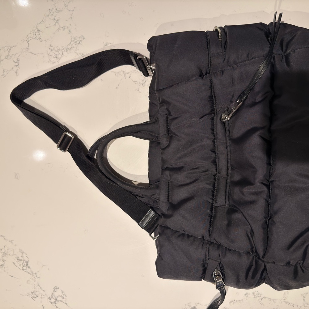 Prada Tessuto Bomber Bomber Tote Bag 2-Way Shoulder Nylon Leather Black - Picture 2 of 6